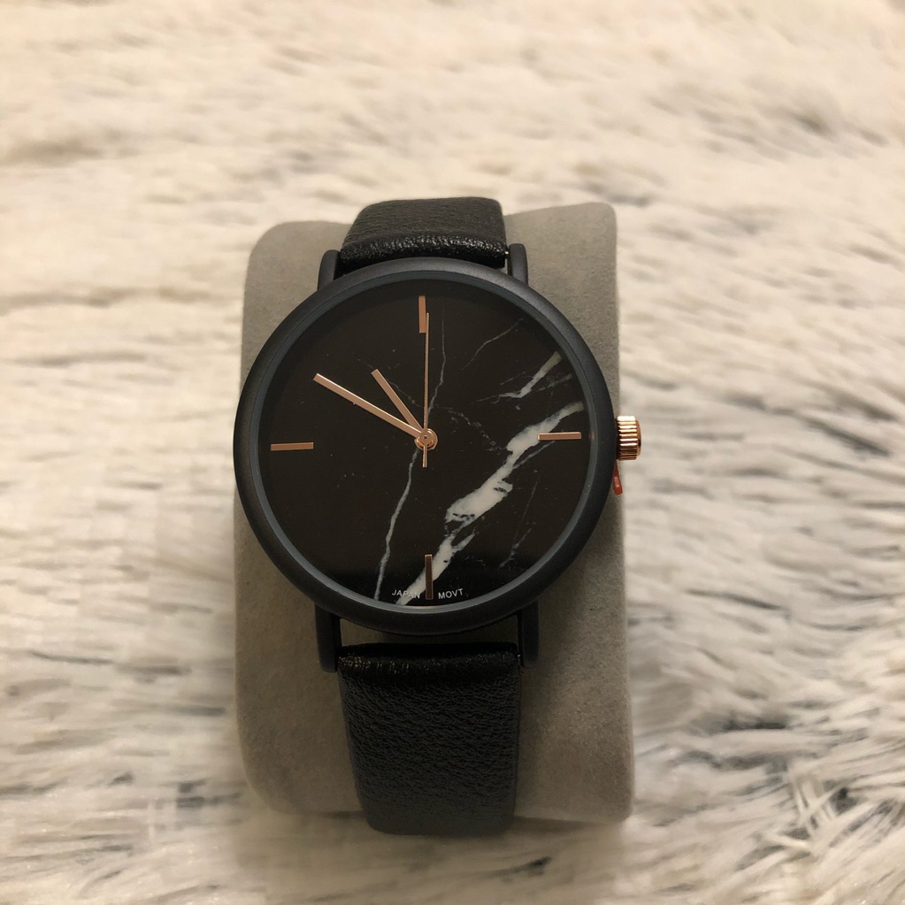 Black Marble Face Rose Gold And Black Watch
